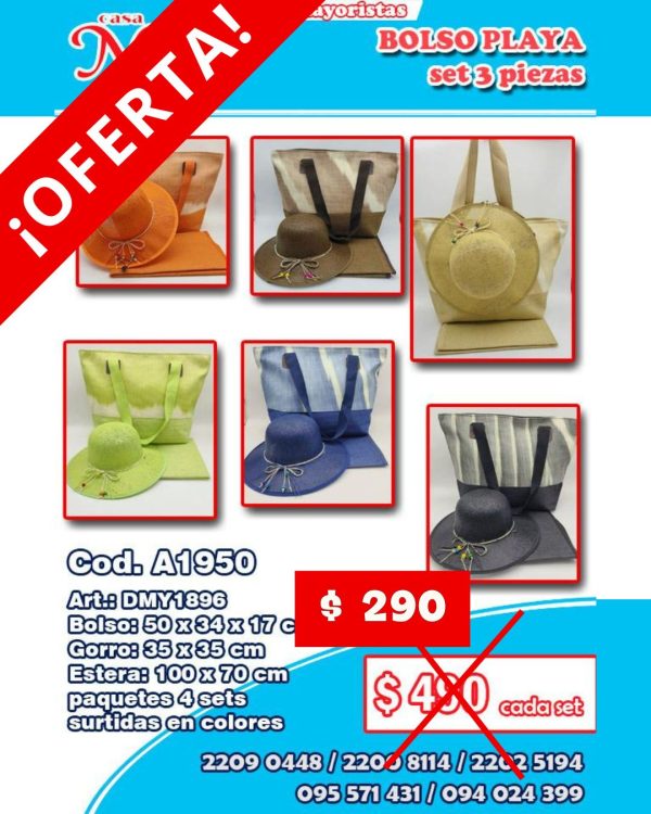 Bolso playa set 3 piezas