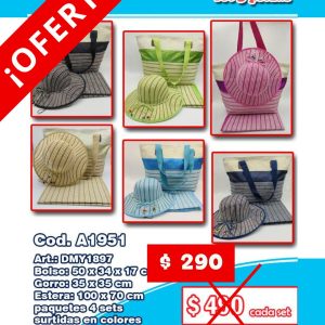 Bolso playa set 3 piezas