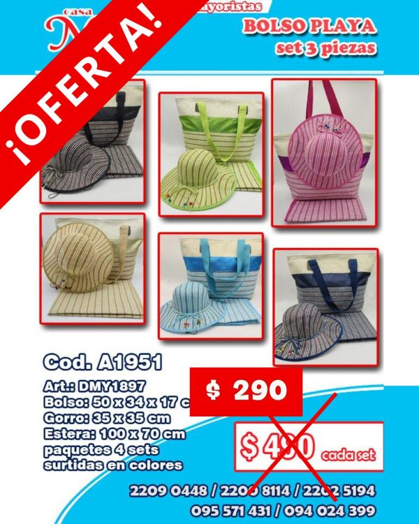 Bolso playa set 3 piezas