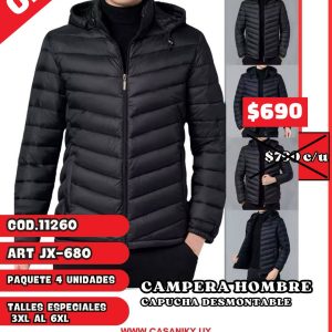Campera hombre con Capucha Desmontable