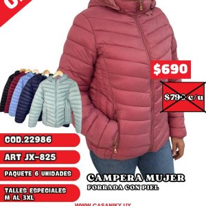 Campera Mujer Forrada con Piel