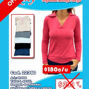 Blusa dama de algodón manga larga