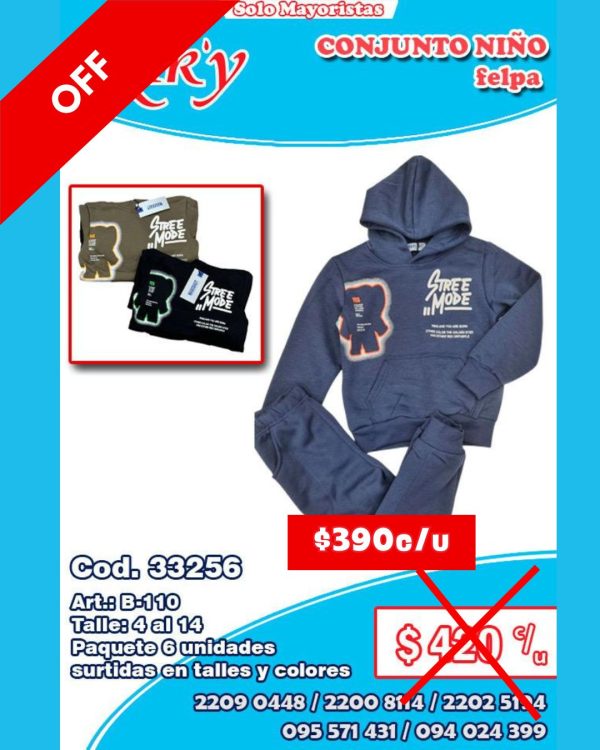 Conjunto varón de felpa