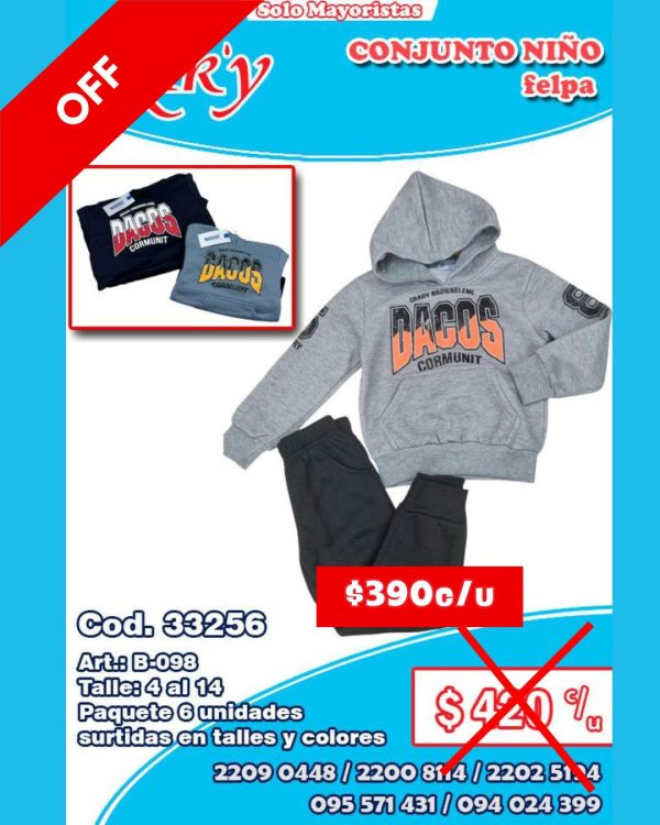 Conjunto varón de felpa