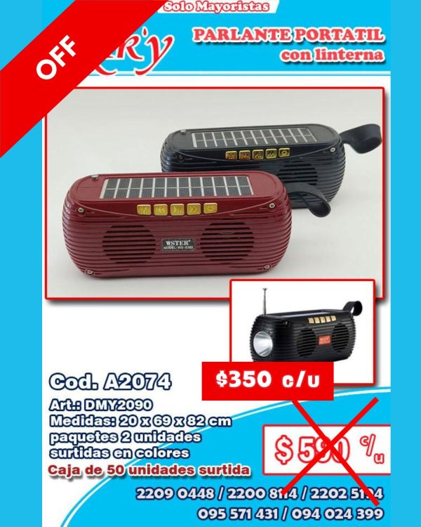 Parlantes portatil con linterna