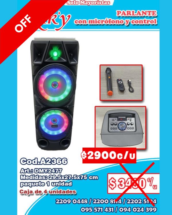 Parlantes con micrófono y control