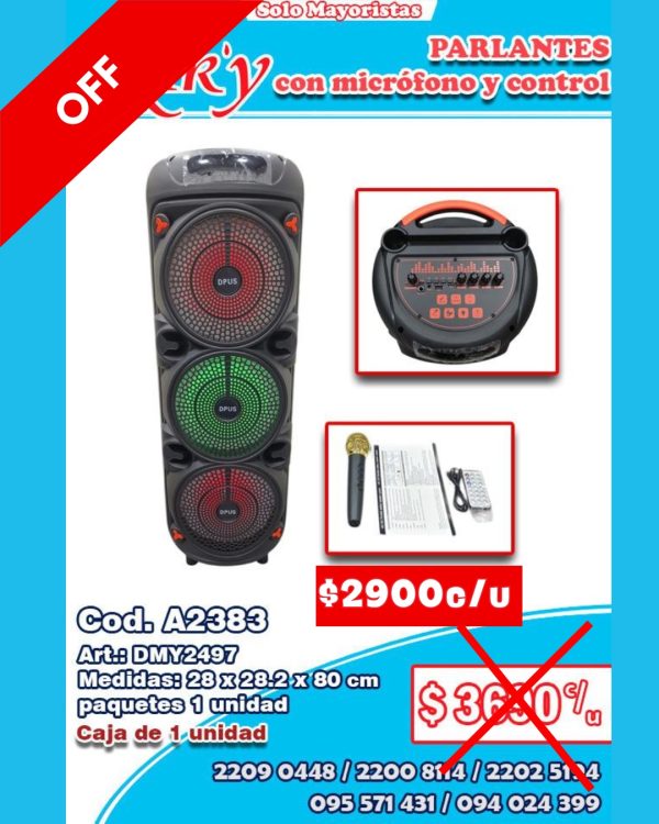 Parlantes con micrófono y control