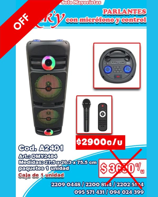 Parlantes con micrófono y control