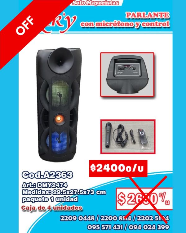 Parlantes con micrófono y control
