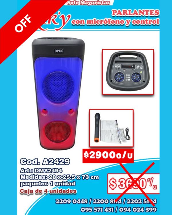 Parlantes con micrófono y control