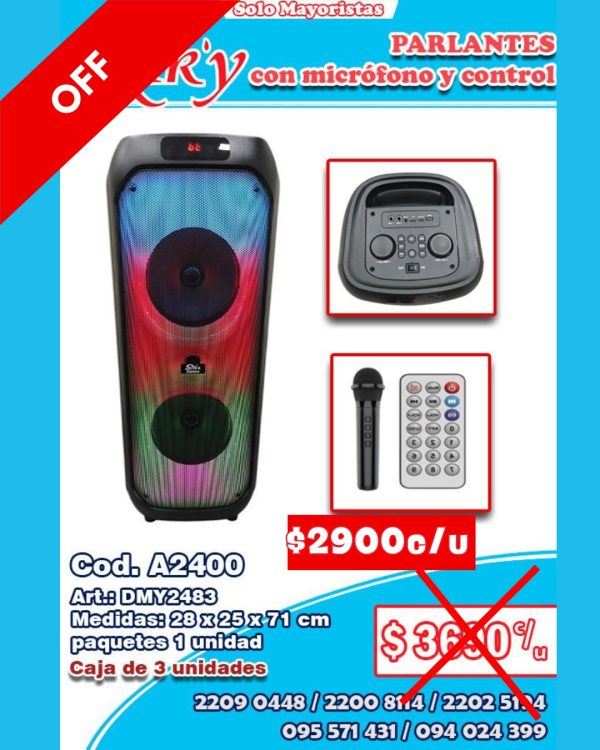 Parlantes con micrófono y control
