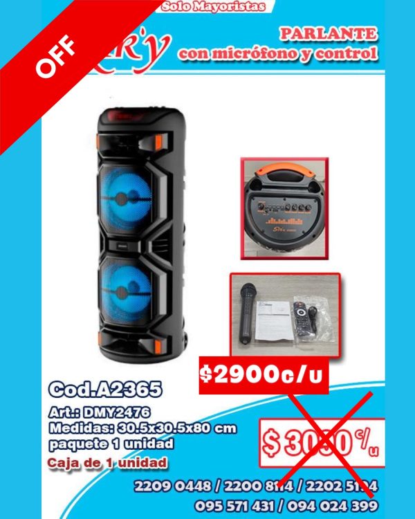 Parlantes con micrófono y control