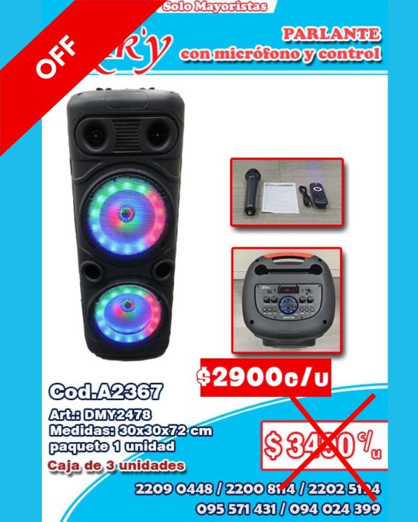 Parlantes con micrófono y control
