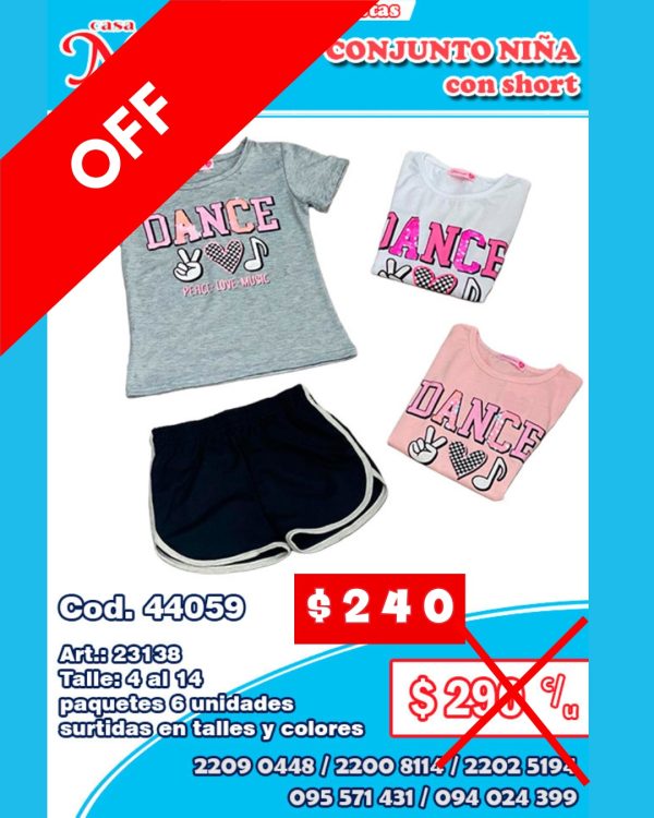 Conjunto de niña con short