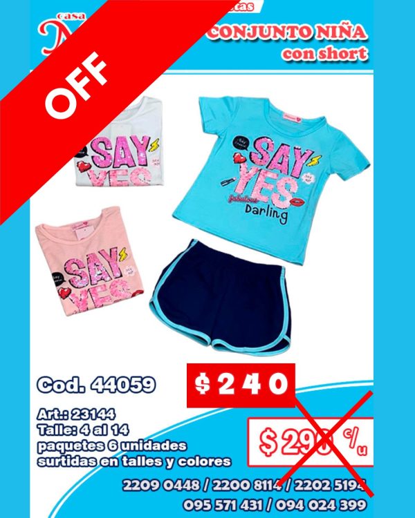 Conjunto de niña con short