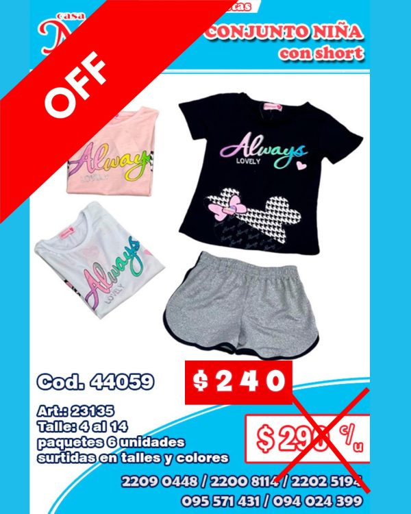 Conjunto de niña con short