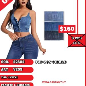 Top con cierre licra imitacion jean dibujado (NO JEAN)