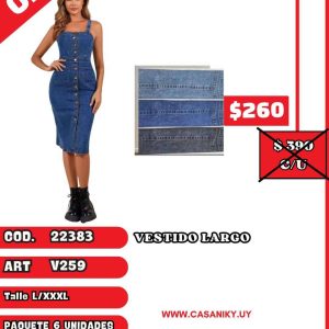 Vestido largo licra imitacion jean dibujado(NO JEAN)