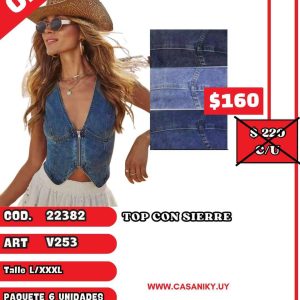 Top con cierre licra imitacion jean dibujado (NO JEAN)