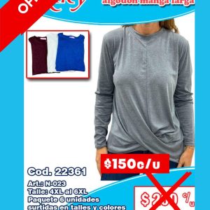 Blusa dama de algodón manga larga