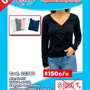 Blusa dama de algodón manga larga