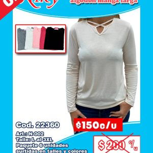 Blusa dama de algodón manga larga