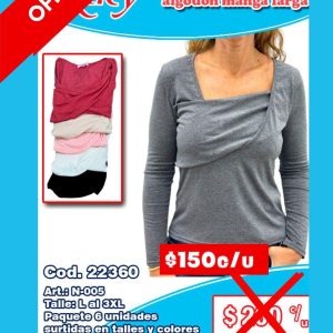 Blusa dama de algodón manga larga